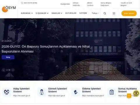 ÖSYM - Ölçme Seçme Yerleştirme Merkezi ekran görüntüsü